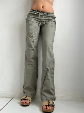 Khaki utility ruched baggy joggers pants (S)