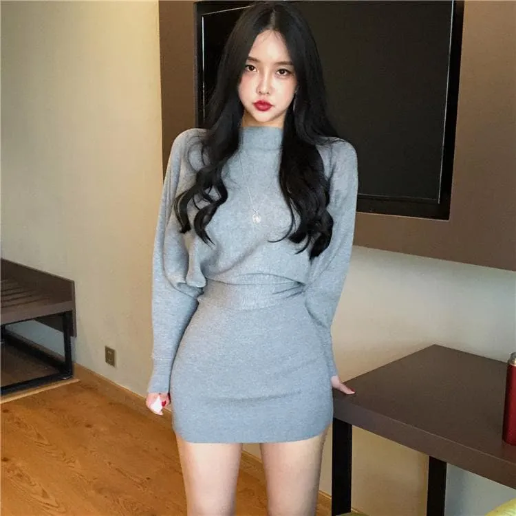 Knitted Bodycon Dress with Oversize Top