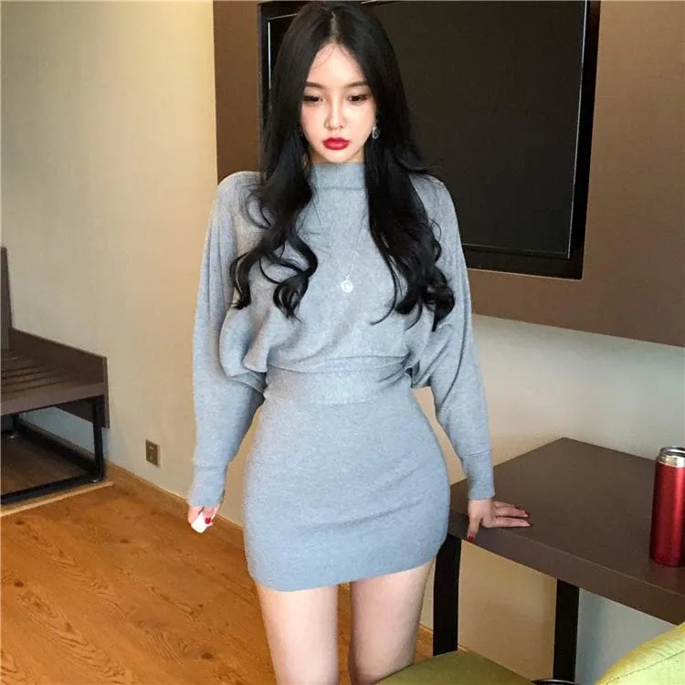 Knitted Bodycon Dress with Oversize Top