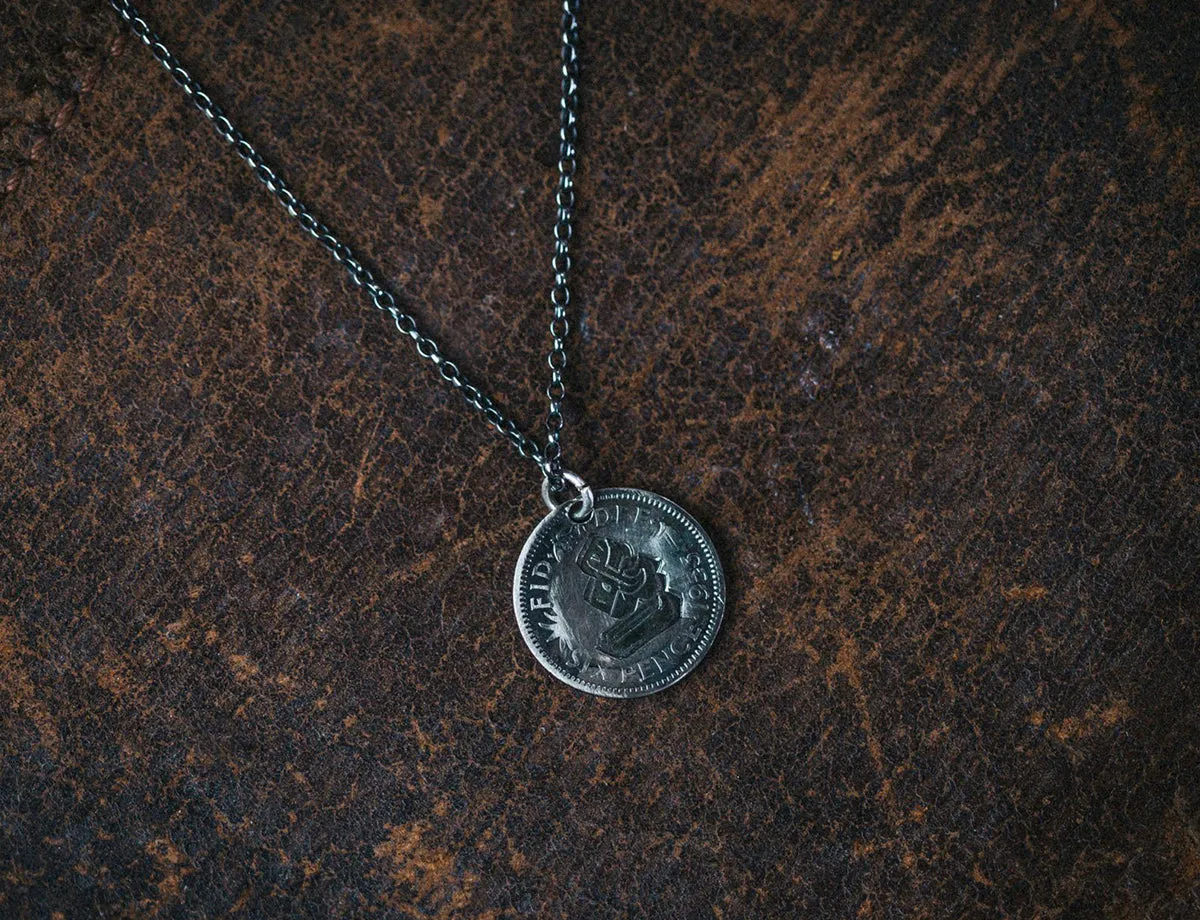 Lucky Sixpence Necklace Silver