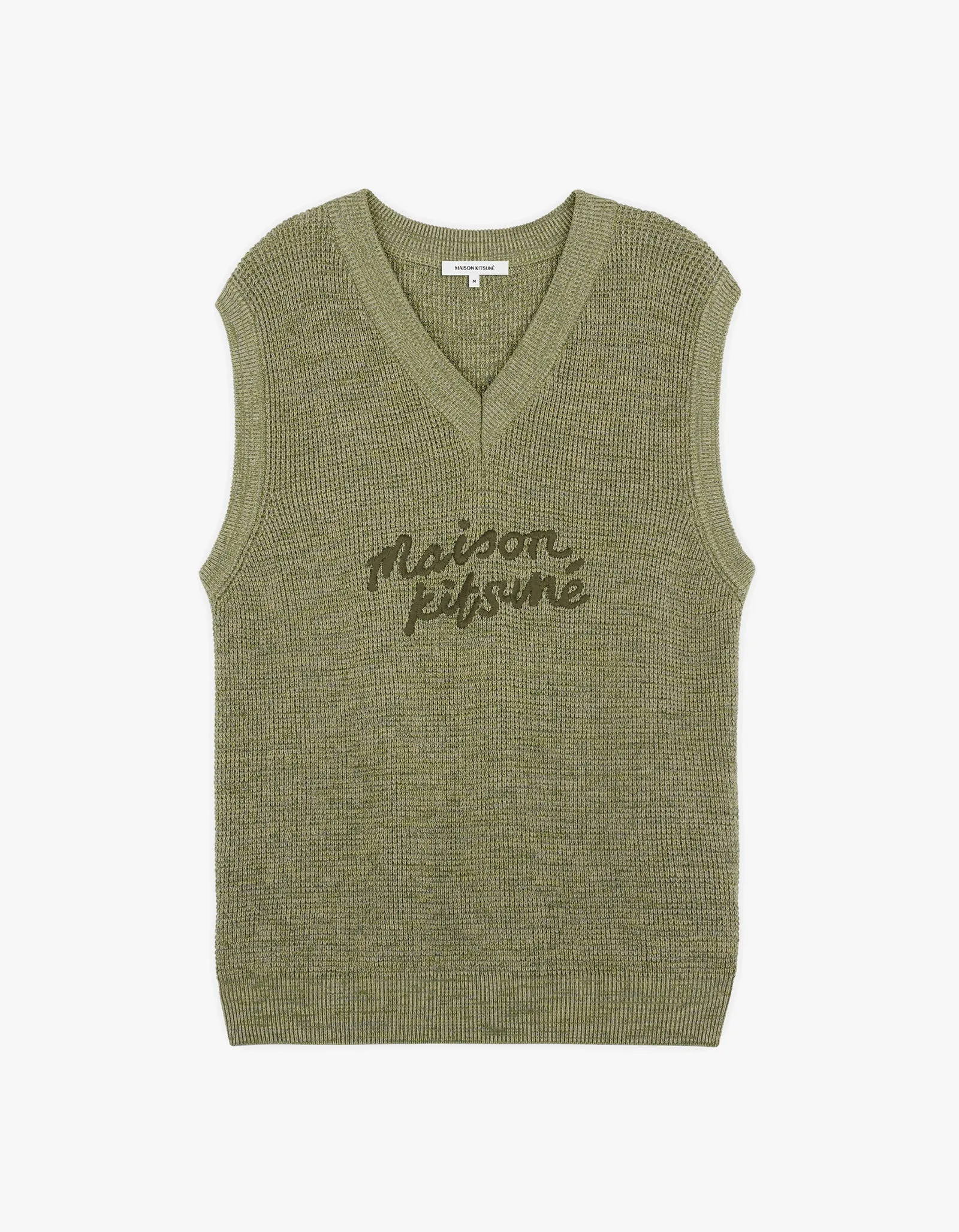 Maison Kitsune Handwriting Oversize Vest - Khaki Green Melange