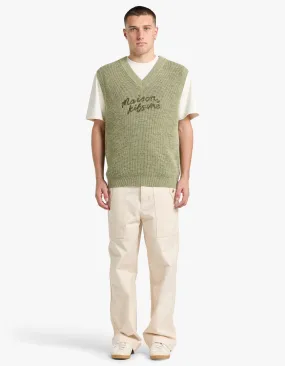 Maison Kitsune Handwriting Oversize Vest - Khaki Green Melange