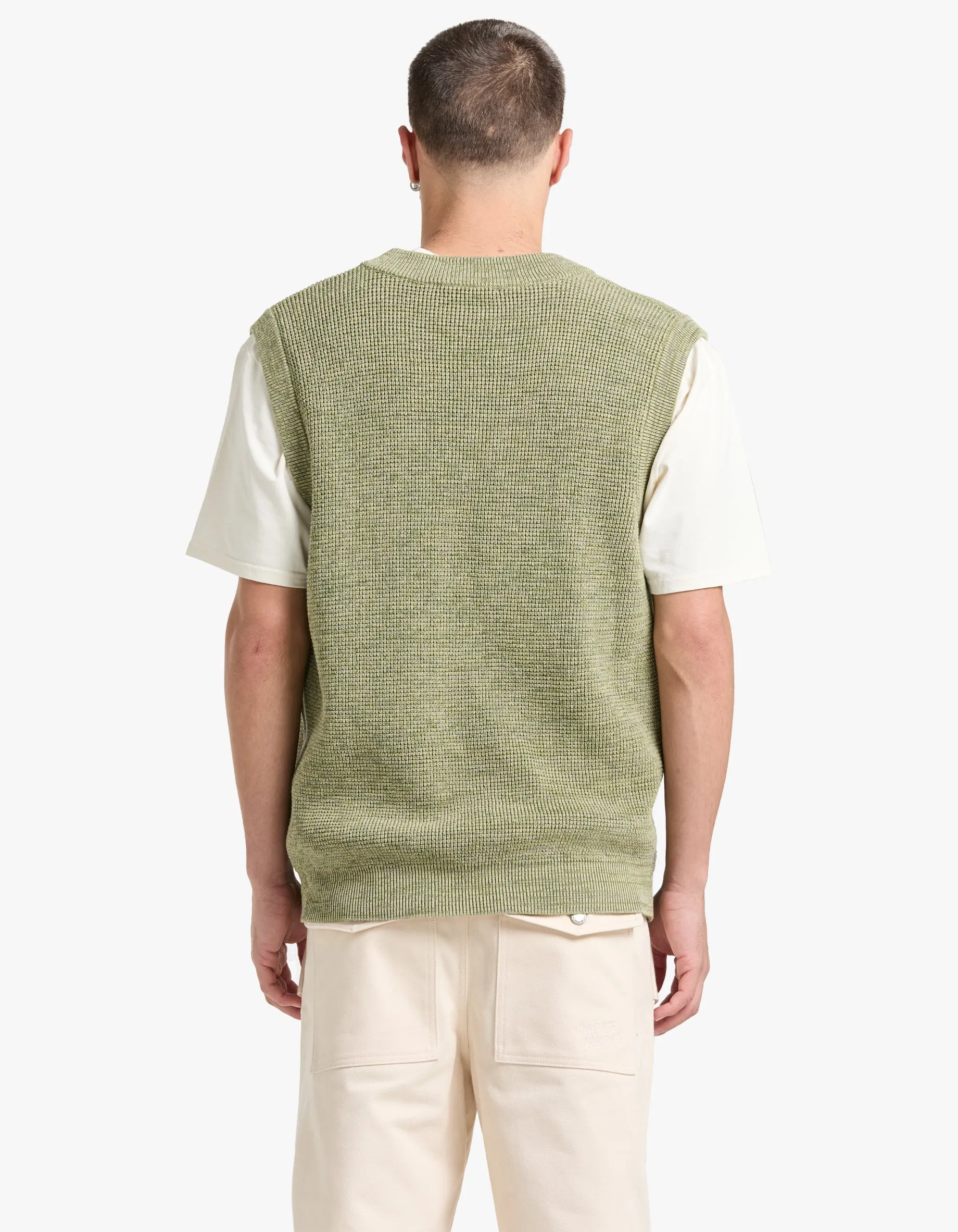 Maison Kitsune Handwriting Oversize Vest - Khaki Green Melange