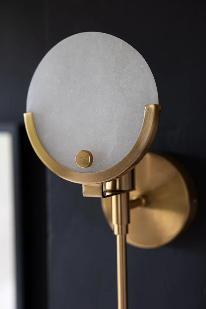 Marble Disc & Brass Wall Light