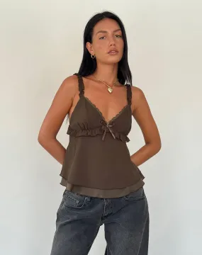 Melinda Frill Cami Top in Chiffon Olive