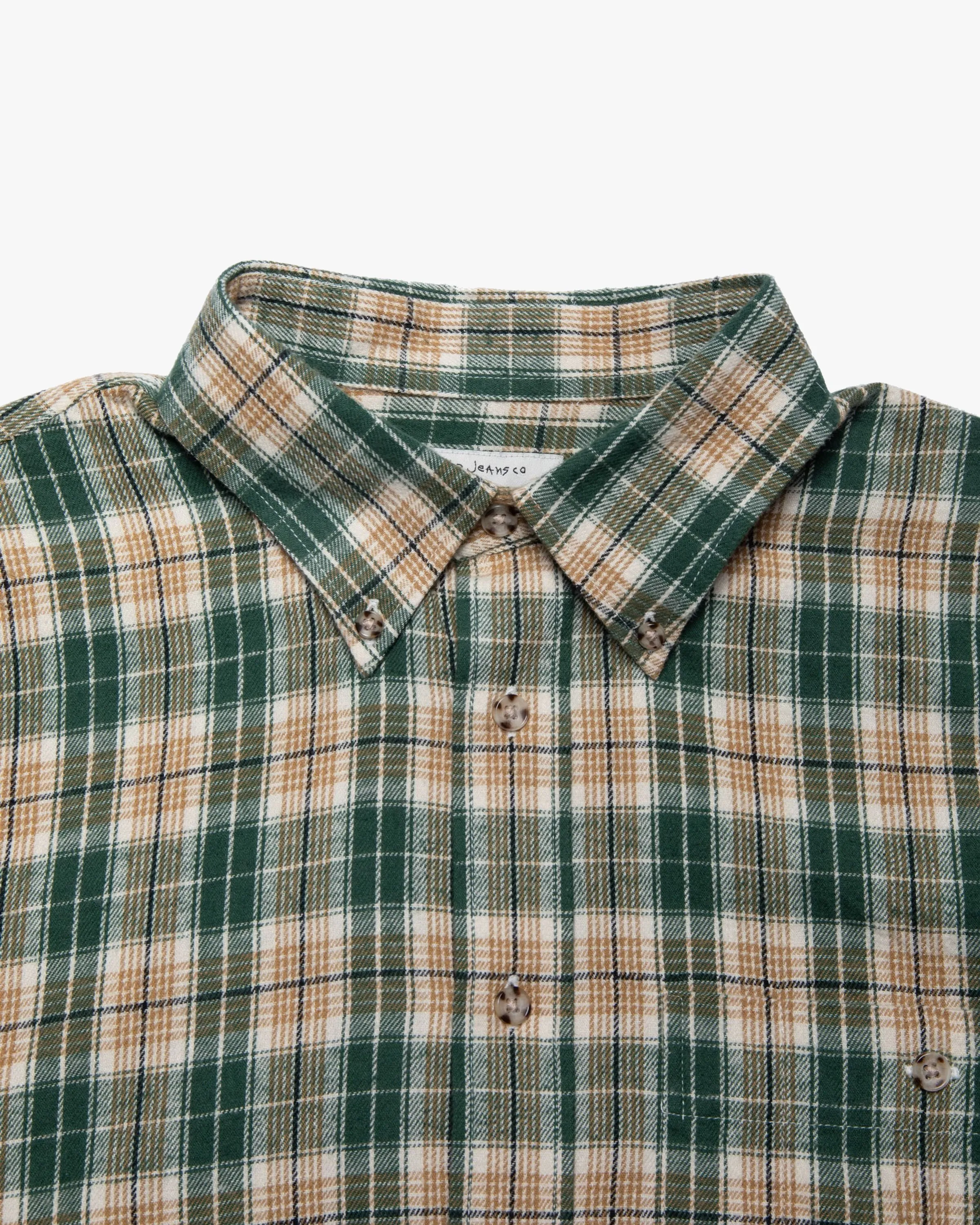 Nudie Jeans Julian Farmers Check Shirt - Racing Green