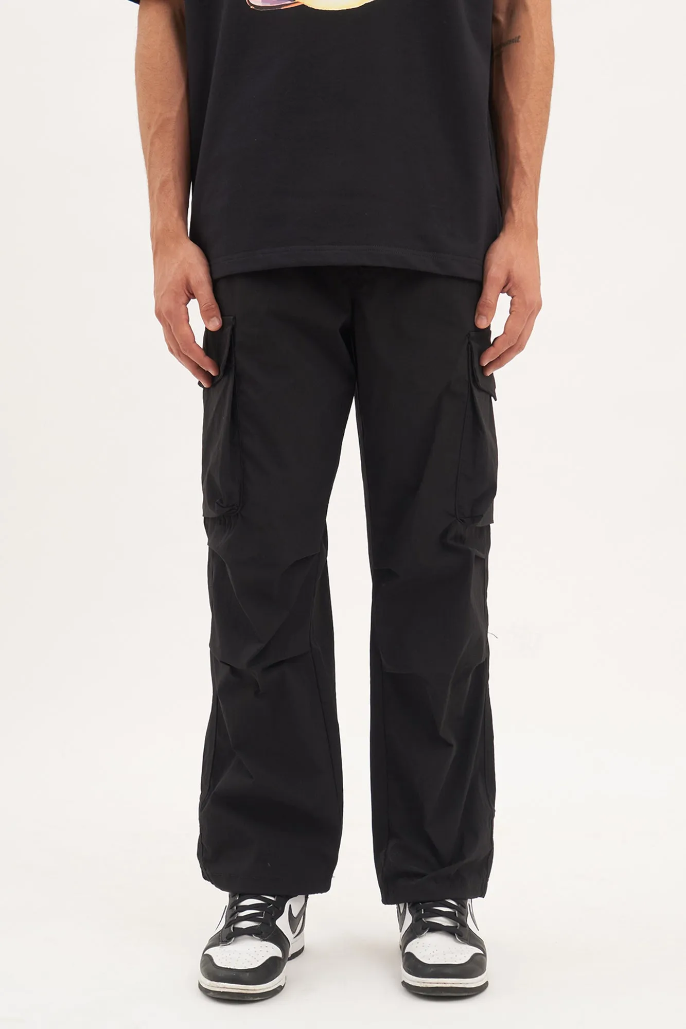 Nylon Straight Fit Cargo Trousers