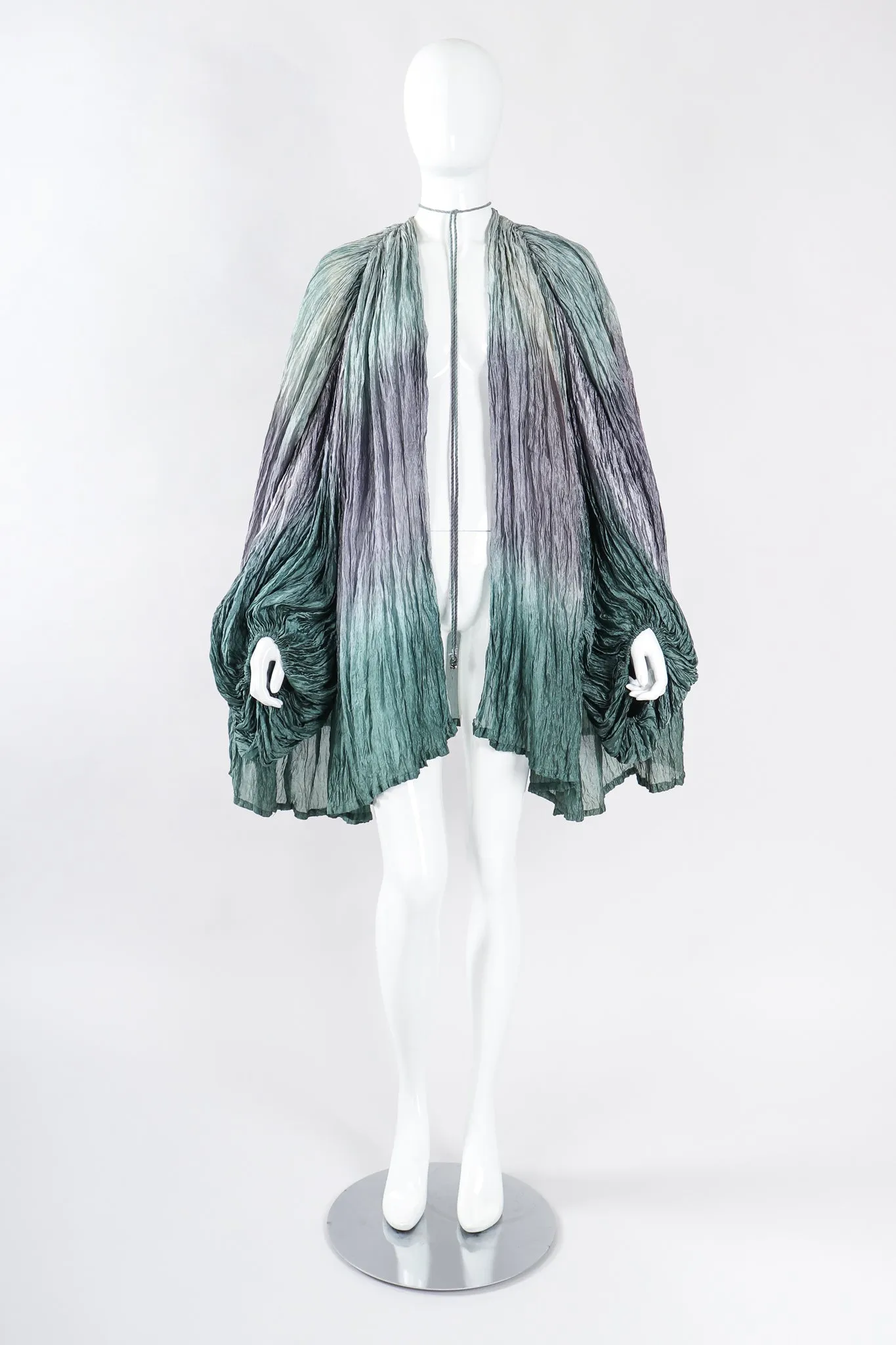 Ocean Mist Ombré Draped Crinkle Jacket