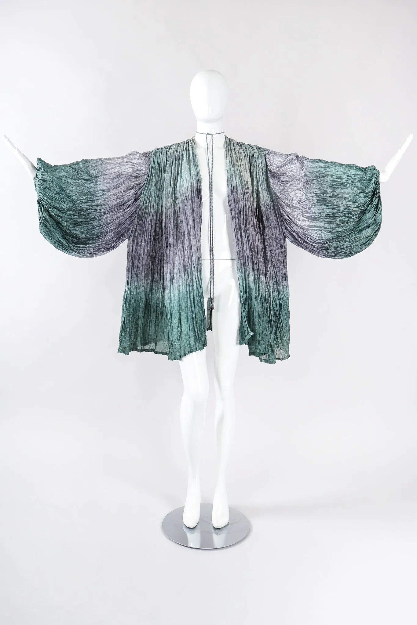 Ocean Mist Ombré Draped Crinkle Jacket