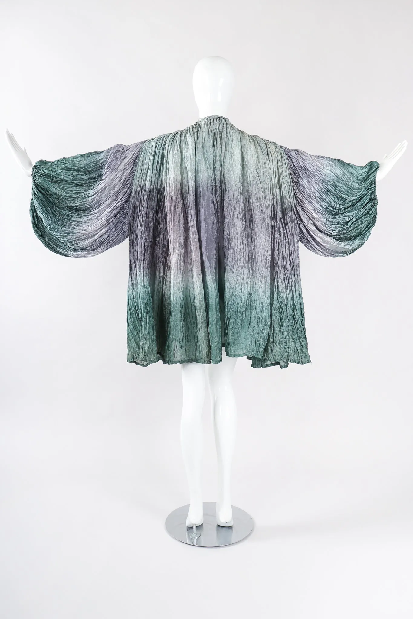 Ocean Mist Ombré Draped Crinkle Jacket