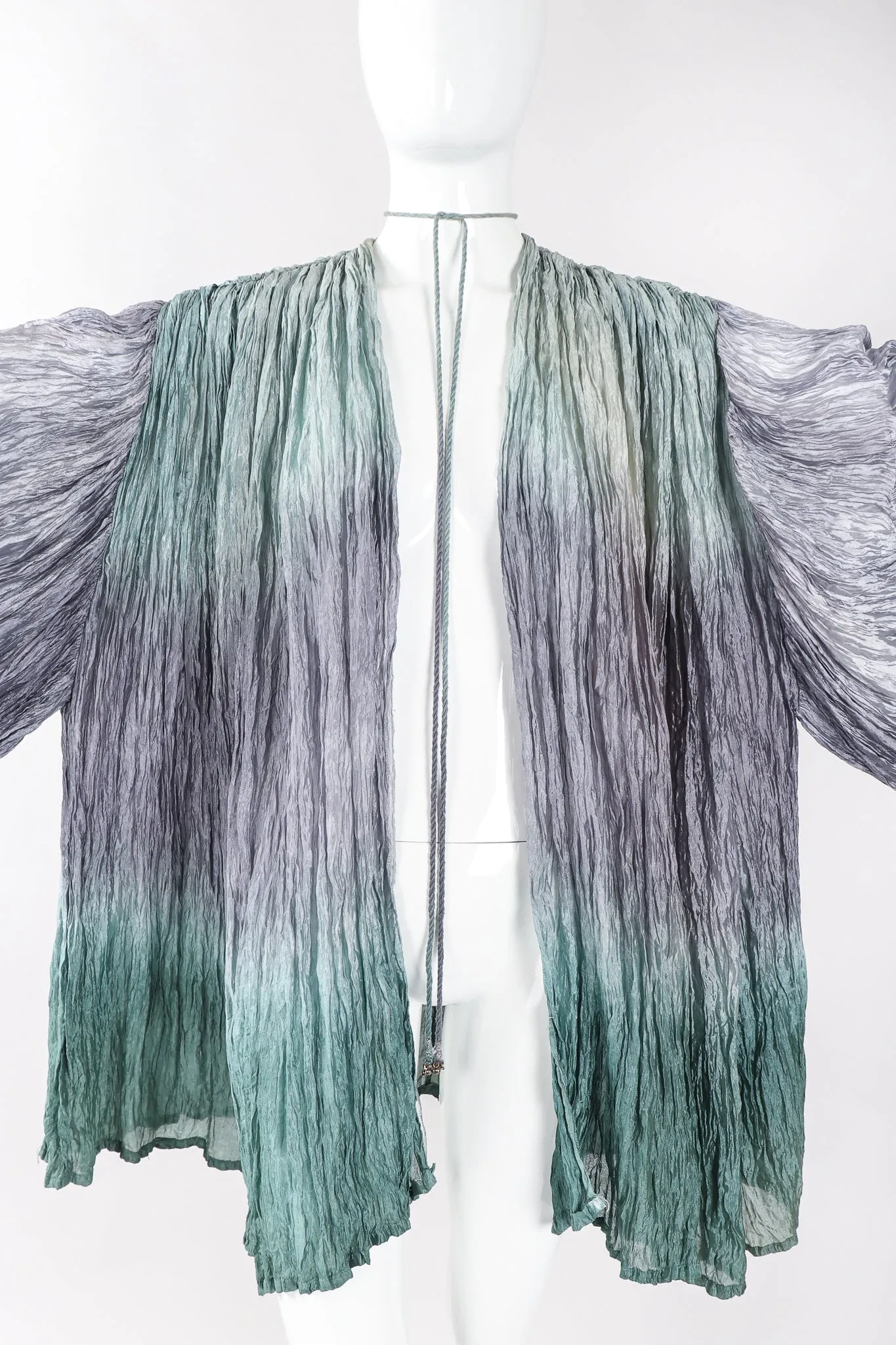 Ocean Mist Ombré Draped Crinkle Jacket