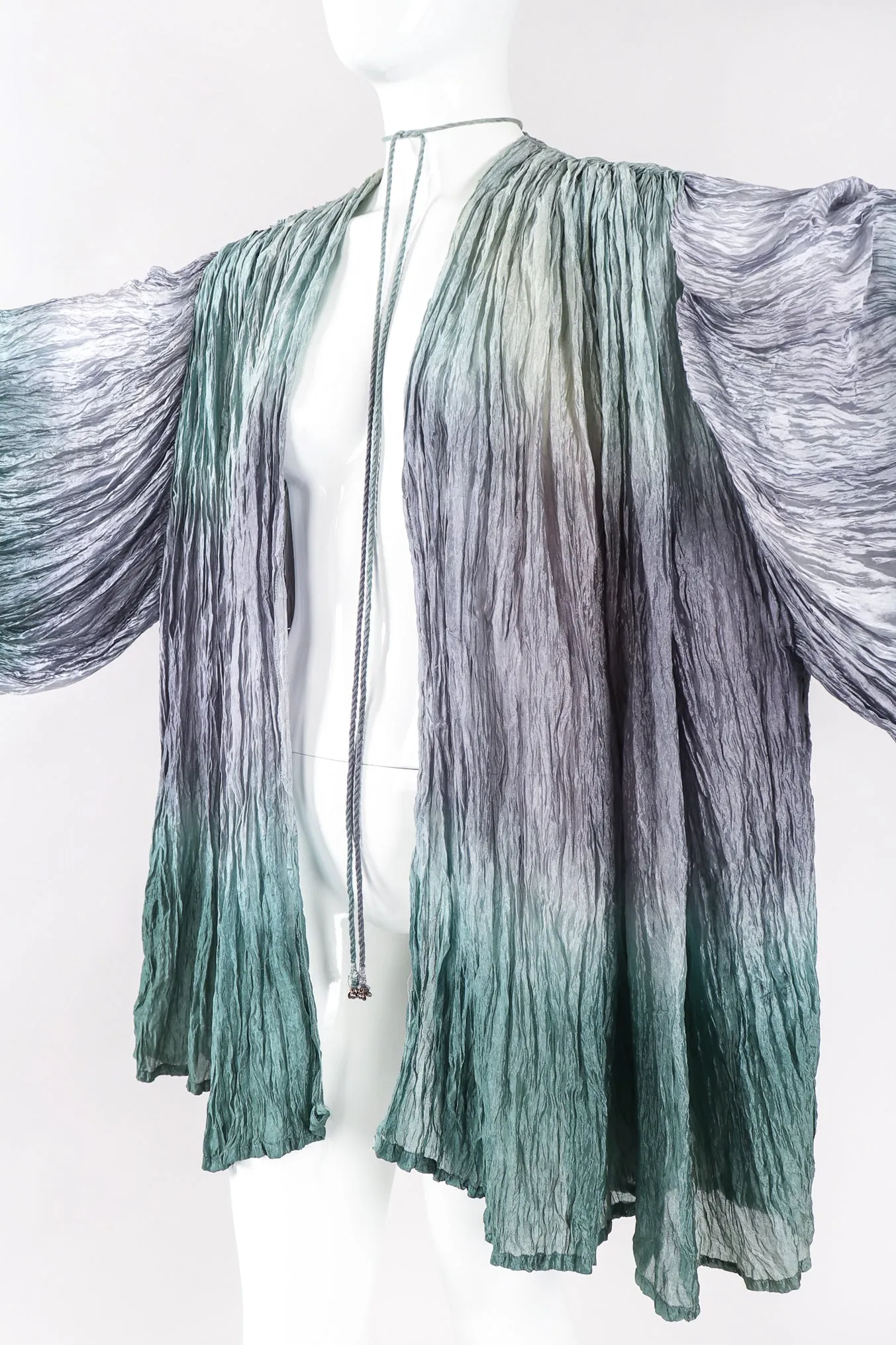 Ocean Mist Ombré Draped Crinkle Jacket