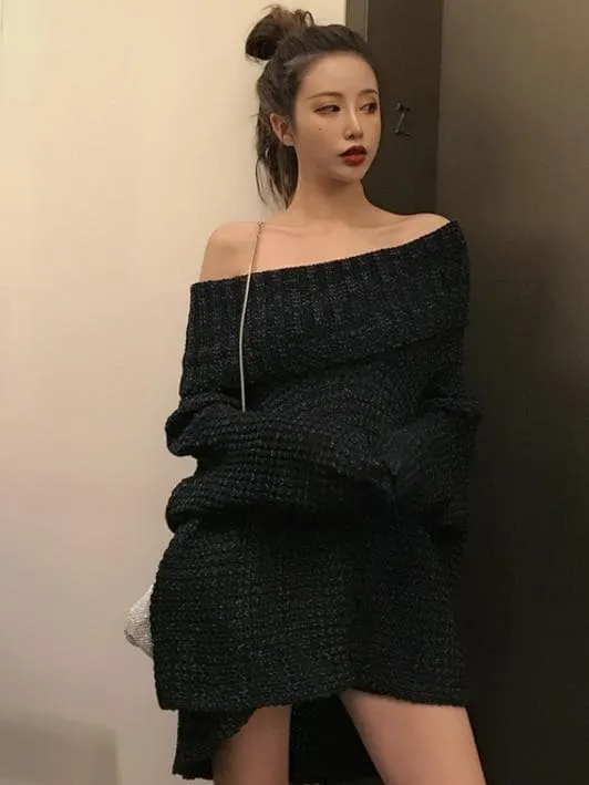 Off-The-Shoulder Knit Sweater