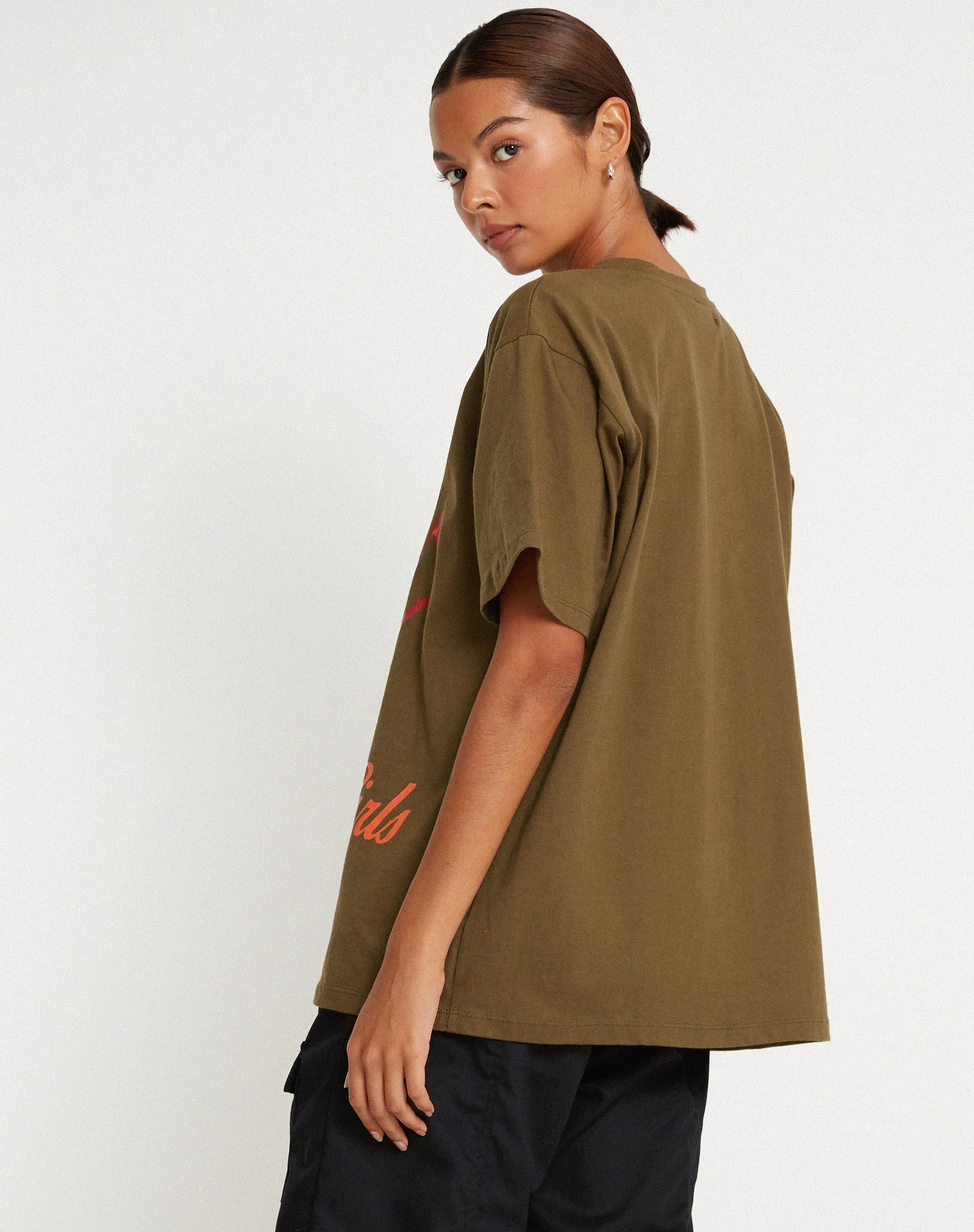 Oversize Basic Tee in Khaki Girls Girls Girls