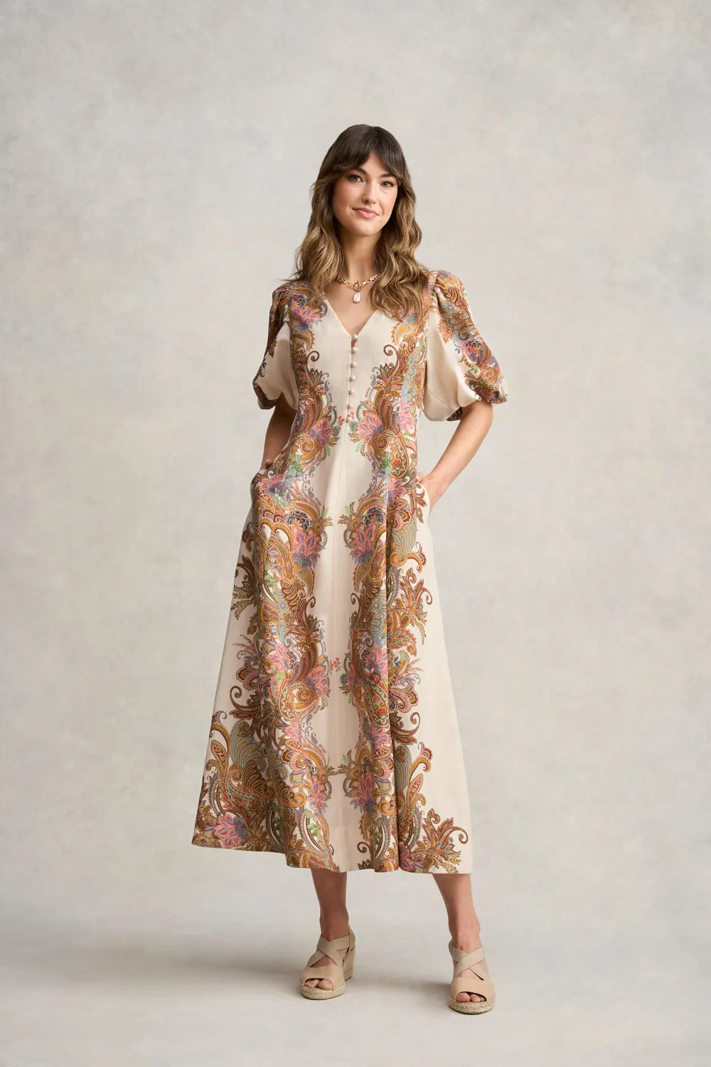 Paisley Border Print Dress