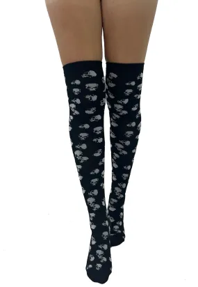 Pamela Mann - All Over Skulls Over The Knee Black/White - Socks