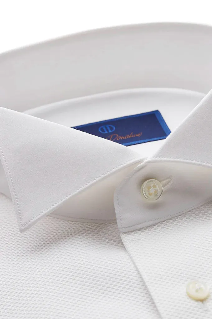 Pique White Wing Collar Tuxedo Shirt