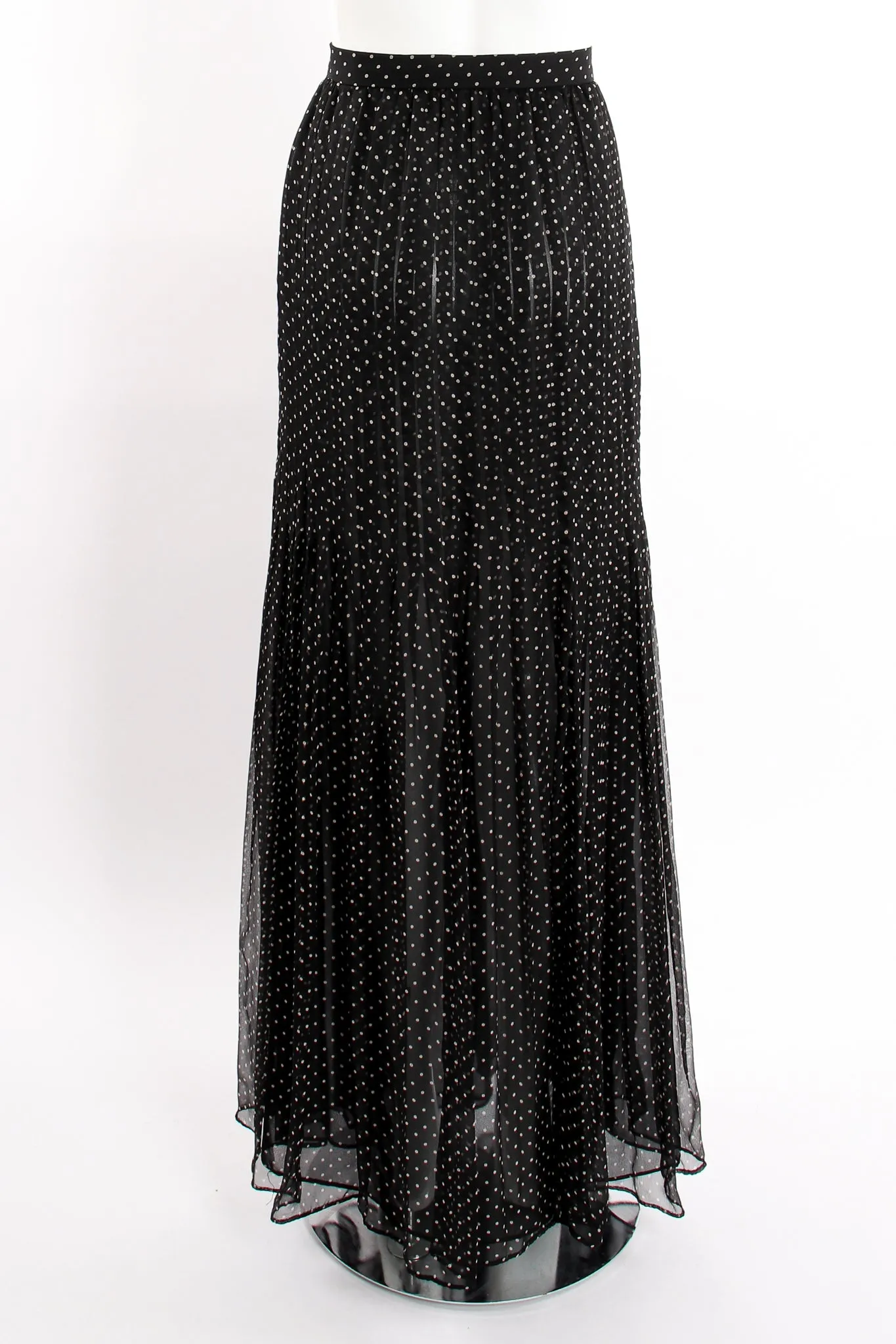 Pleated Chiffon Dot Skirt