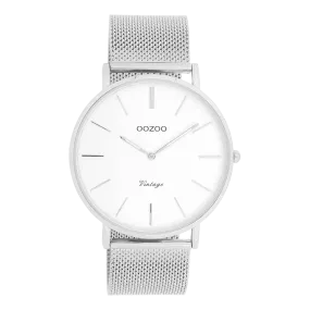 Silver coloured OOZOO watch with silver coloured metal mesh bracelet - C9900