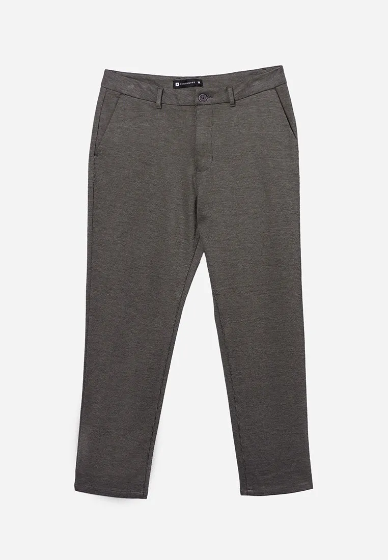 Slim Fit Ankle Length Textured Trousers