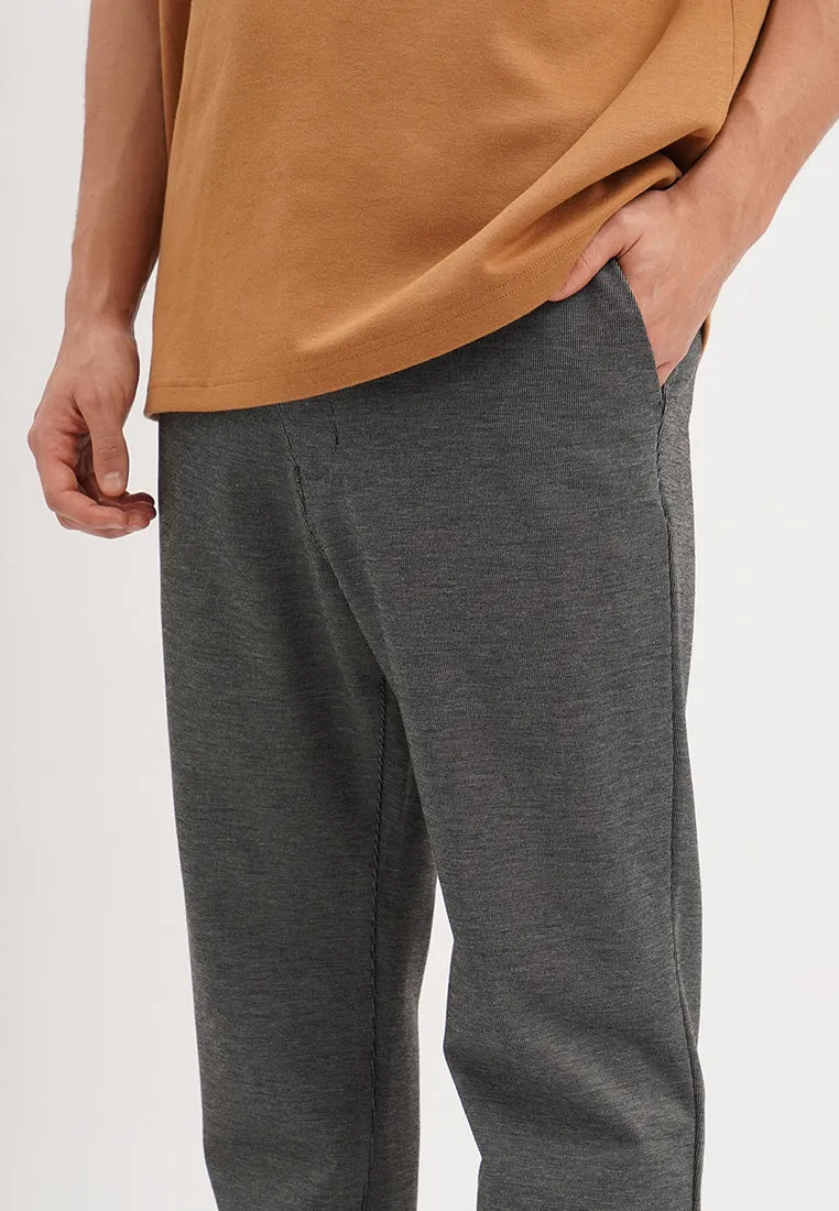 Slim Fit Ankle Length Textured Trousers