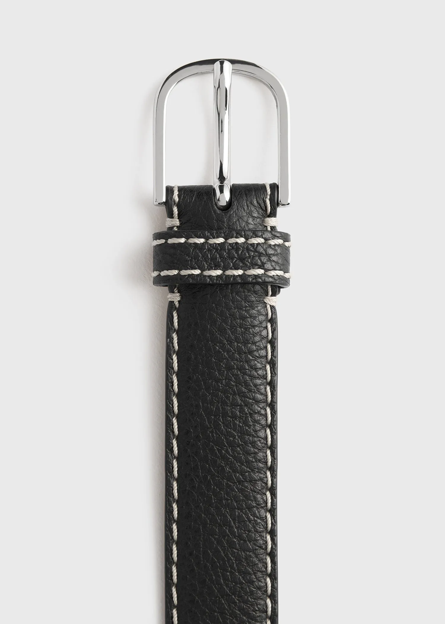 Slim trouser leather belt black grain