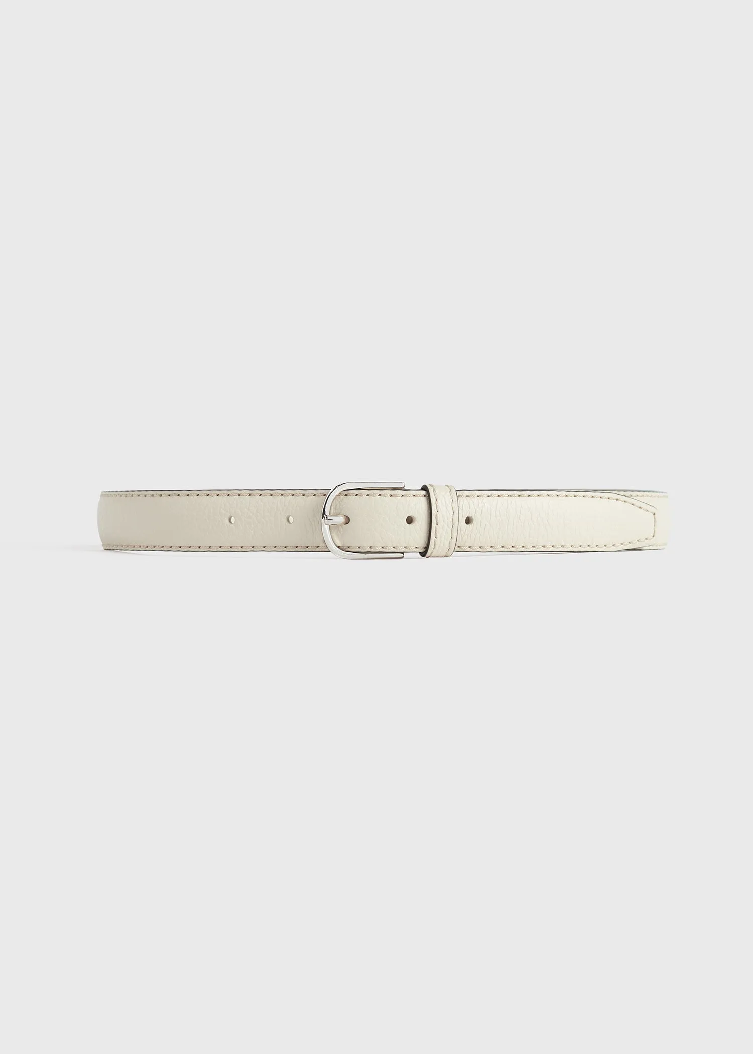 Slim trouser leather belt milk grain