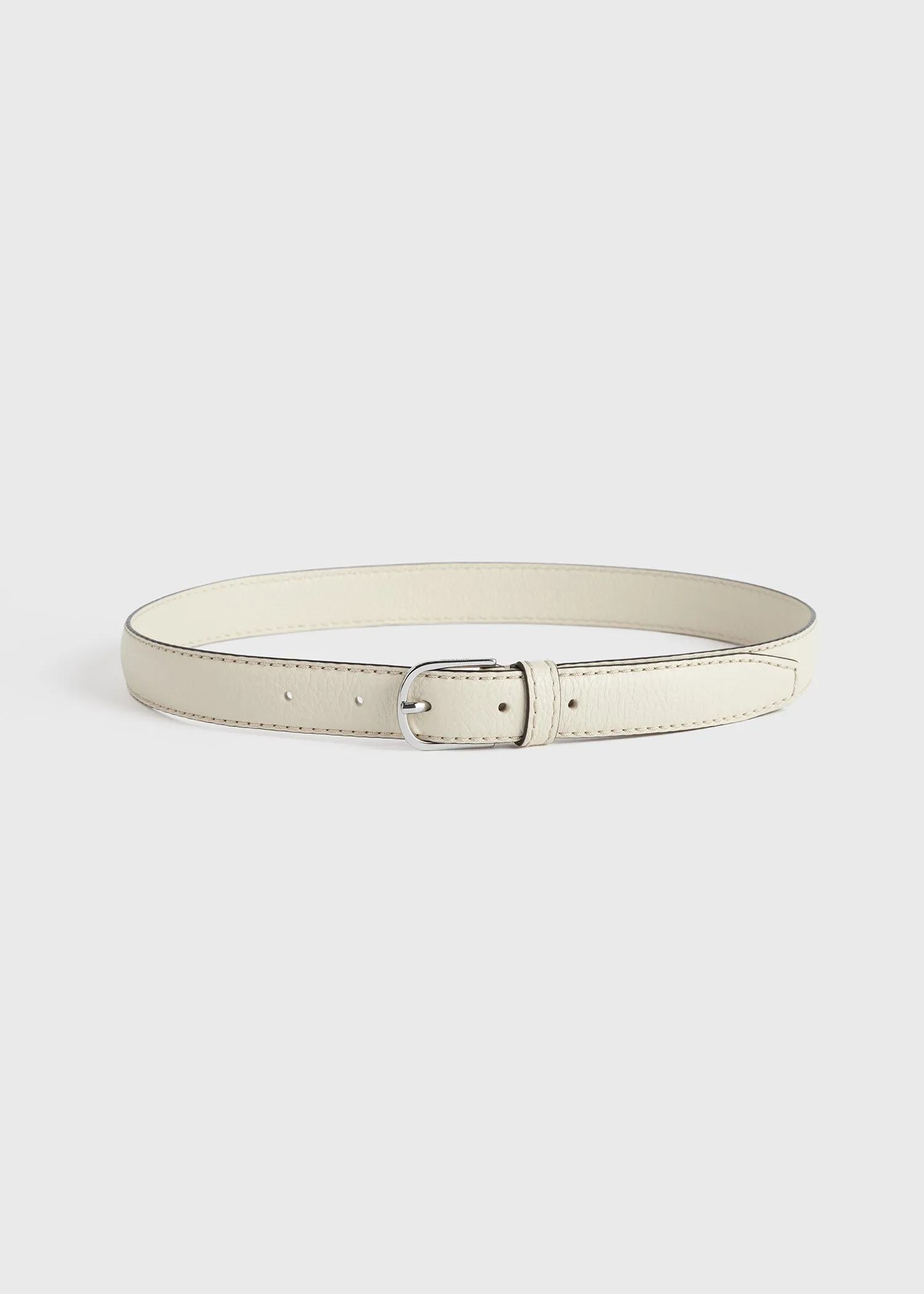 Slim trouser leather belt milk grain