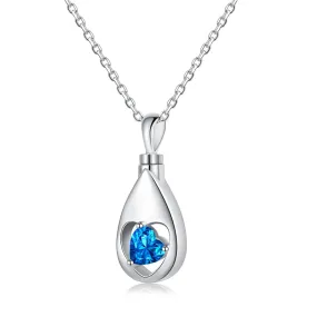 Sterling Silver CZ TearDangle Urn Necklaces for Ashes