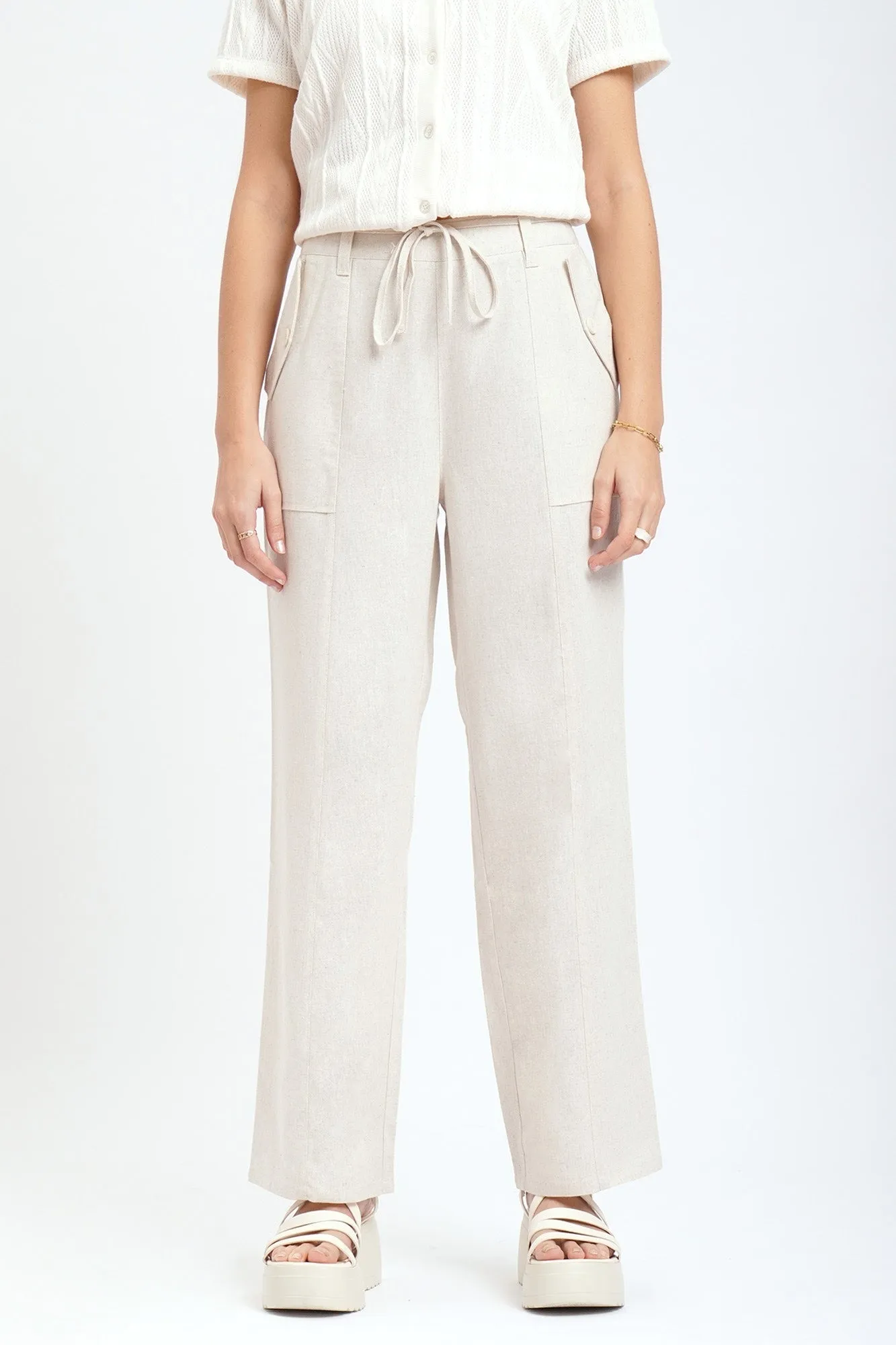 Straight Fit Linen Trousers