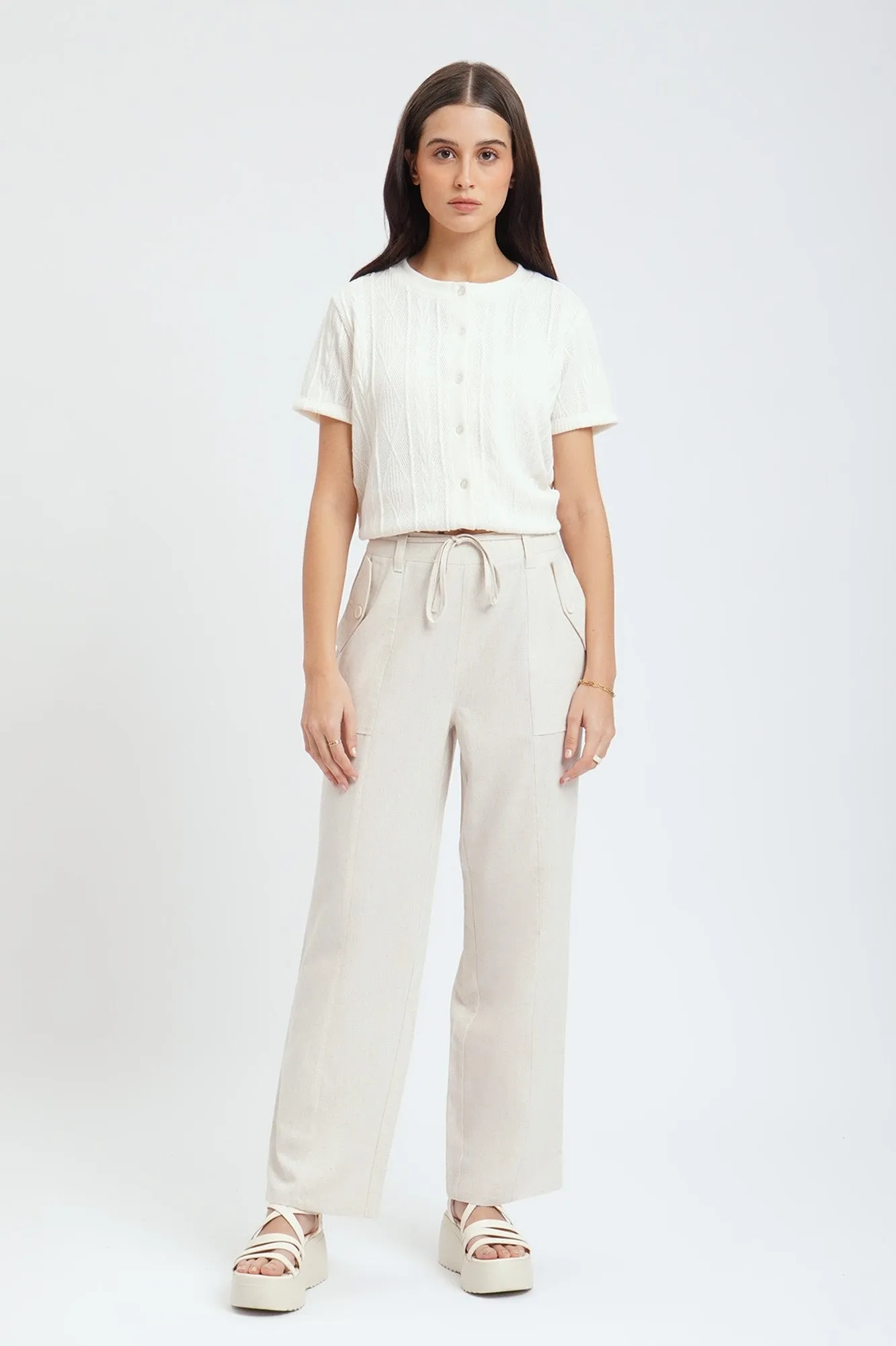 Straight Fit Linen Trousers