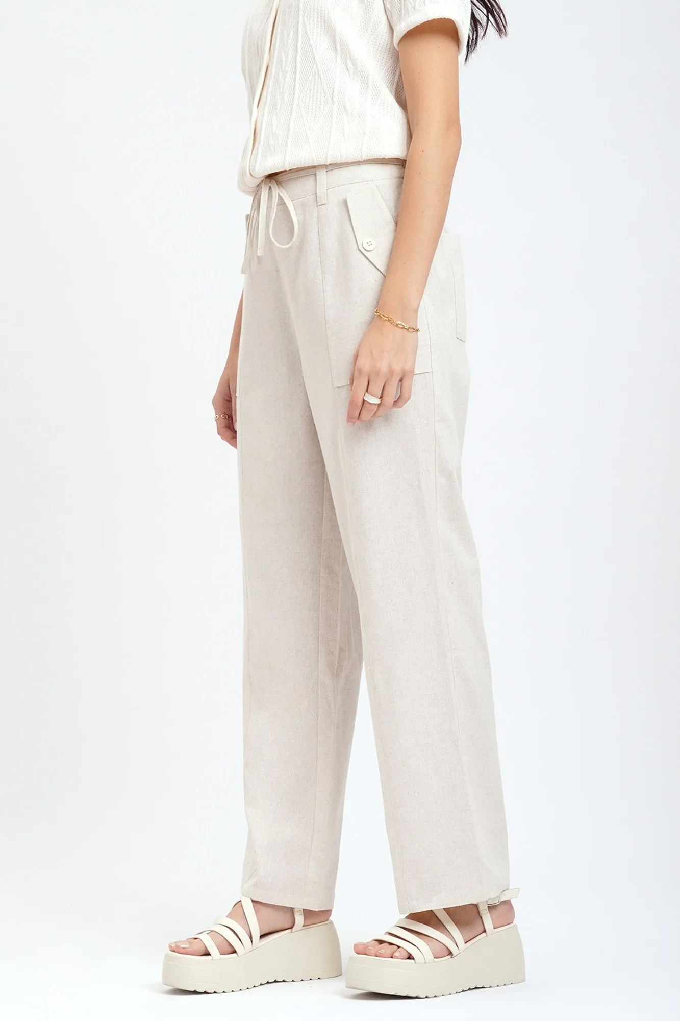 Straight Fit Linen Trousers