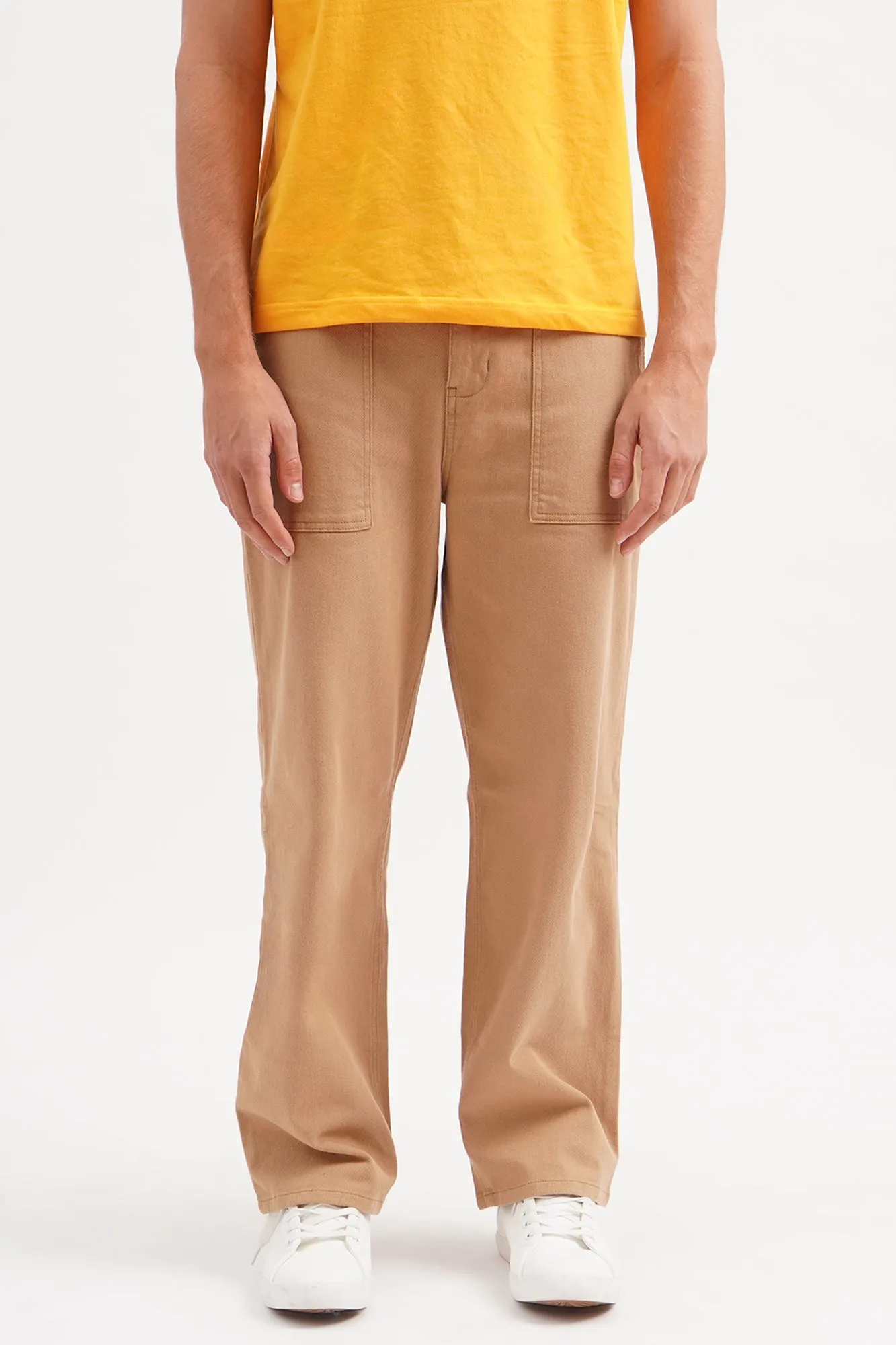 Straight Fit Trousers with Front Pocket Detail