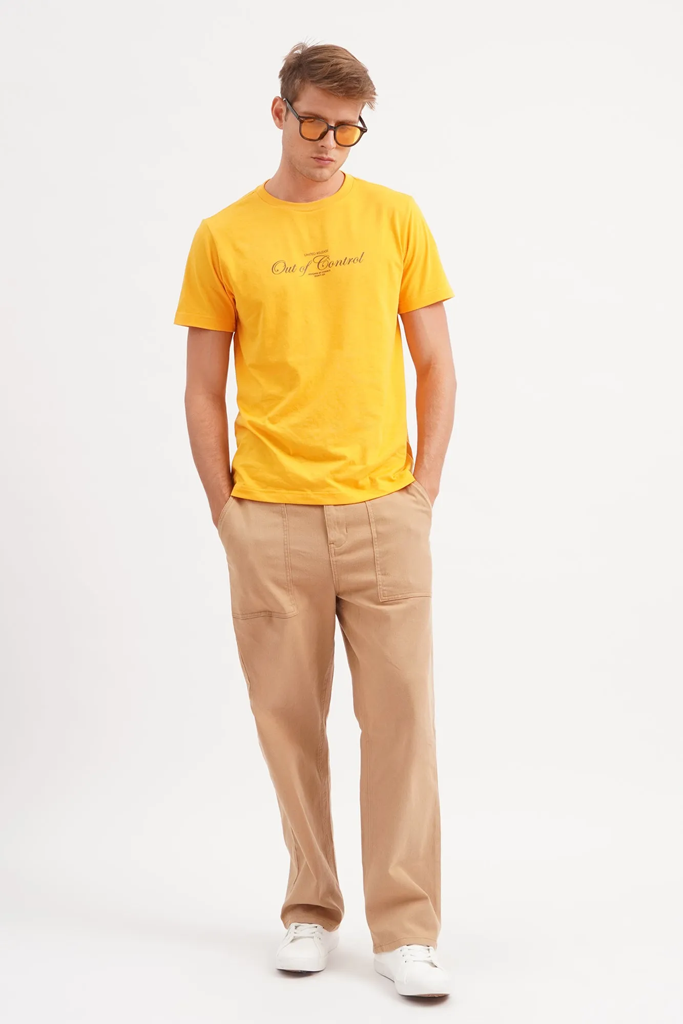 Straight Fit Trousers with Front Pocket Detail