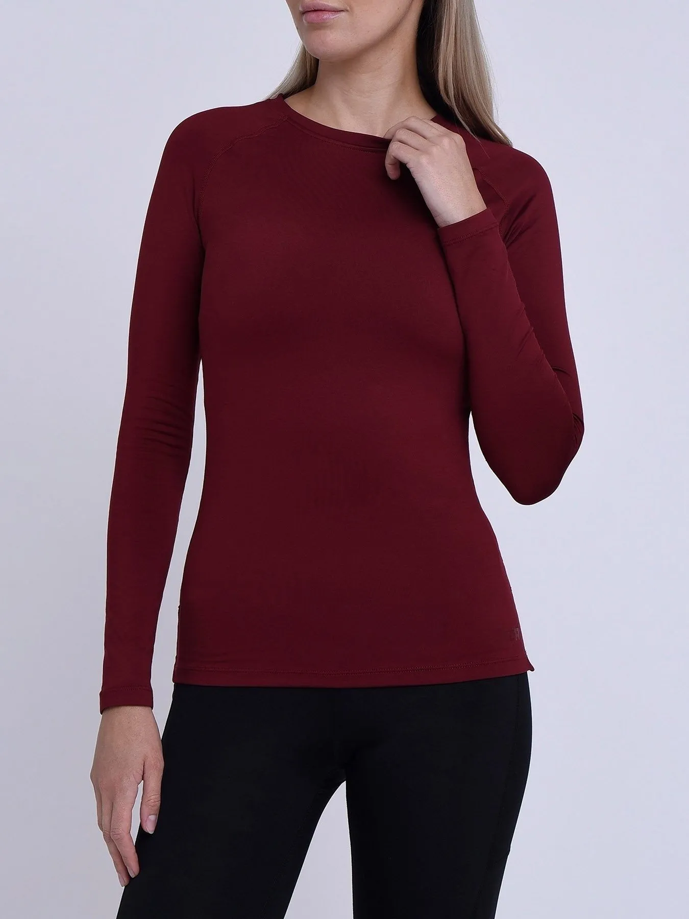 SuperThermal Long Sleeve Compression Base Layer Crew Neck Top for Women With Brushed Inner Fabric