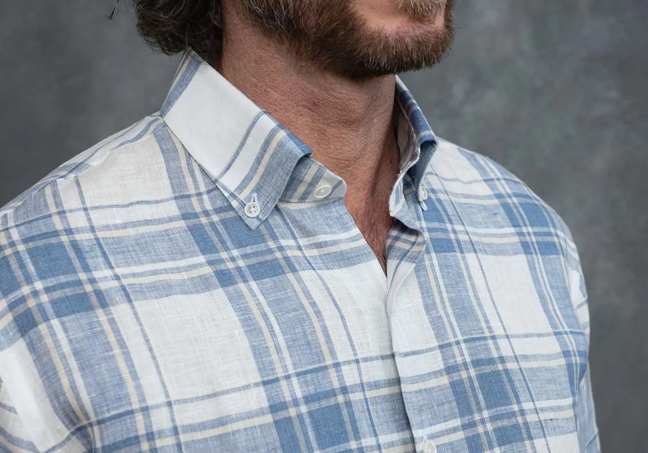 The Blue Fog Hartley Linen Plaid Custom Shirt