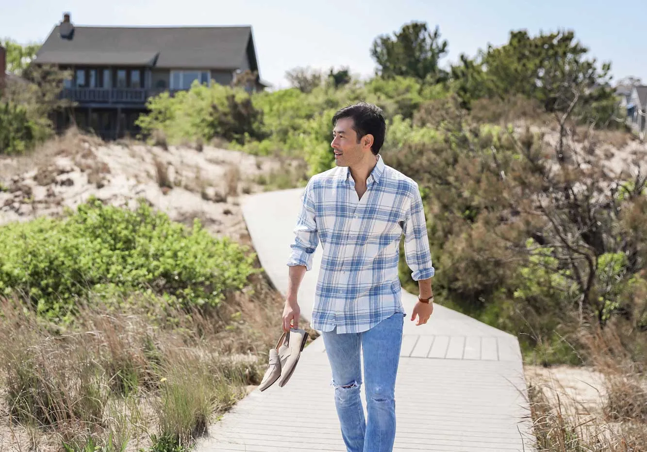 The Blue Fog Hartley Linen Plaid Custom Shirt