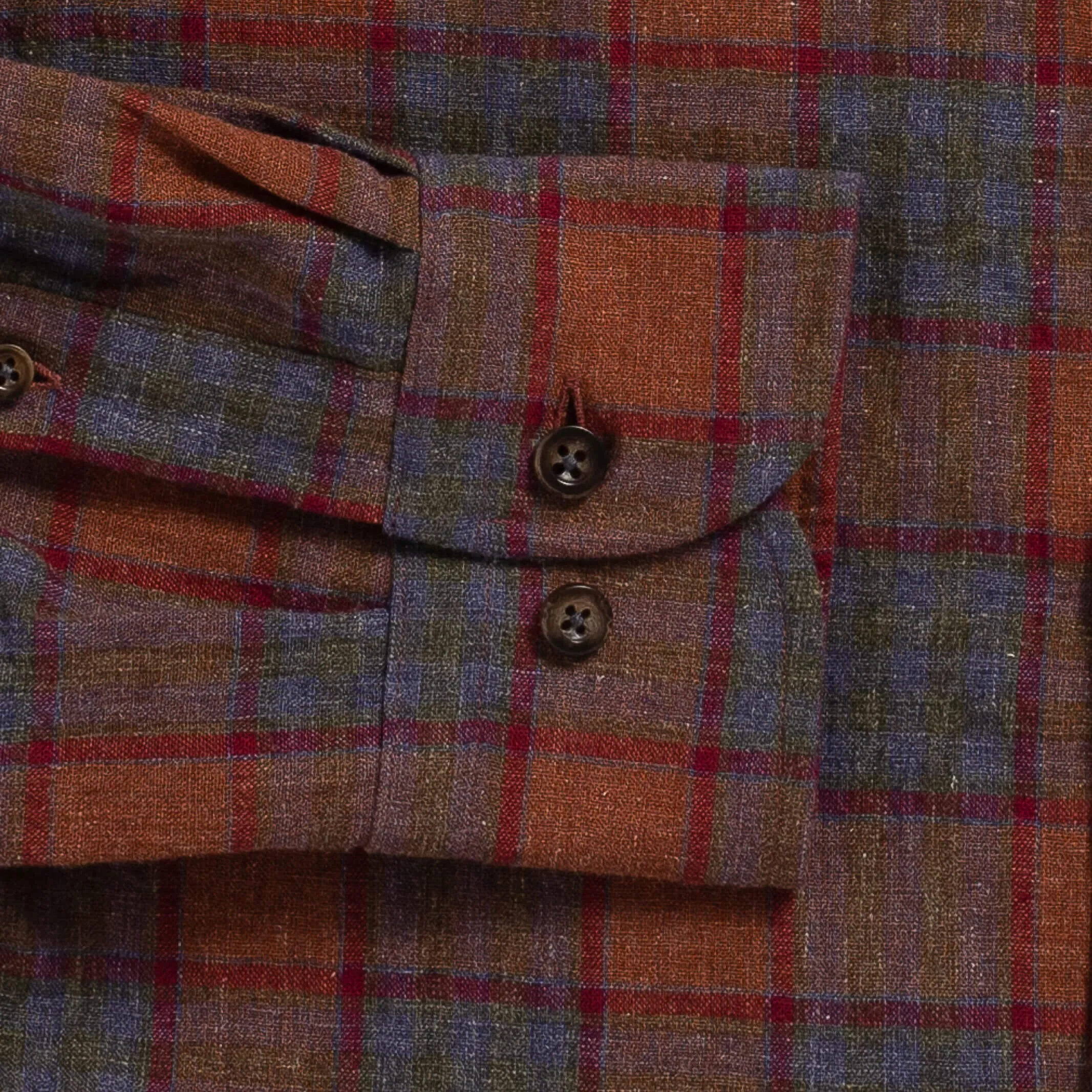 The Burnt Sienna Briese Linen Cotton Plaid Custom Shirt