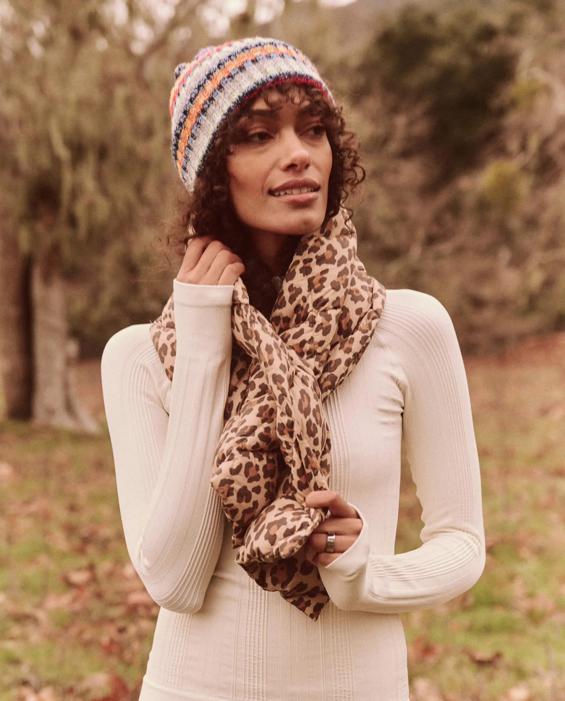 The Down Quilted Puffer Scarf. -- Snow Leopard