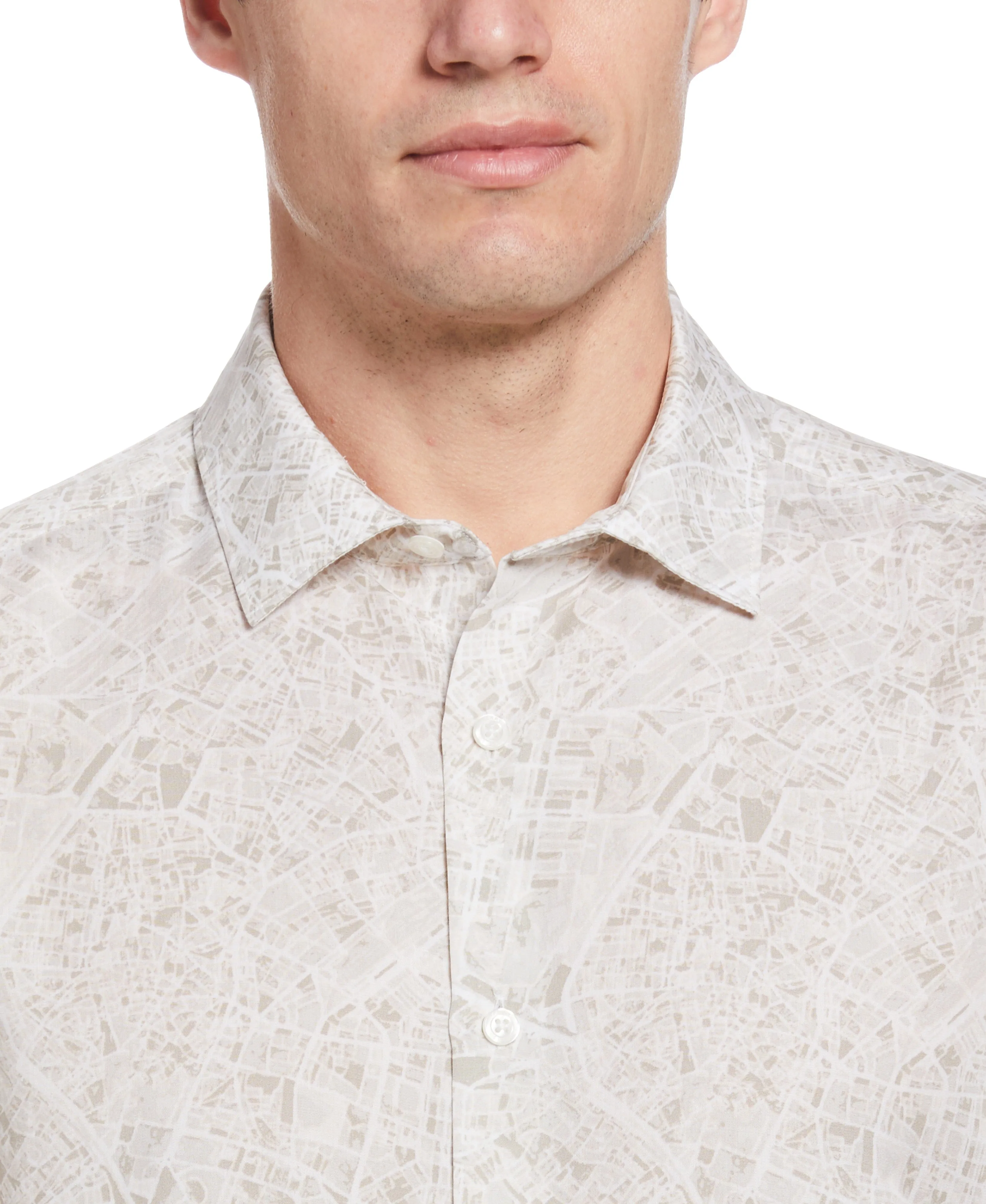 Untucked Road Map Print Shirt - White