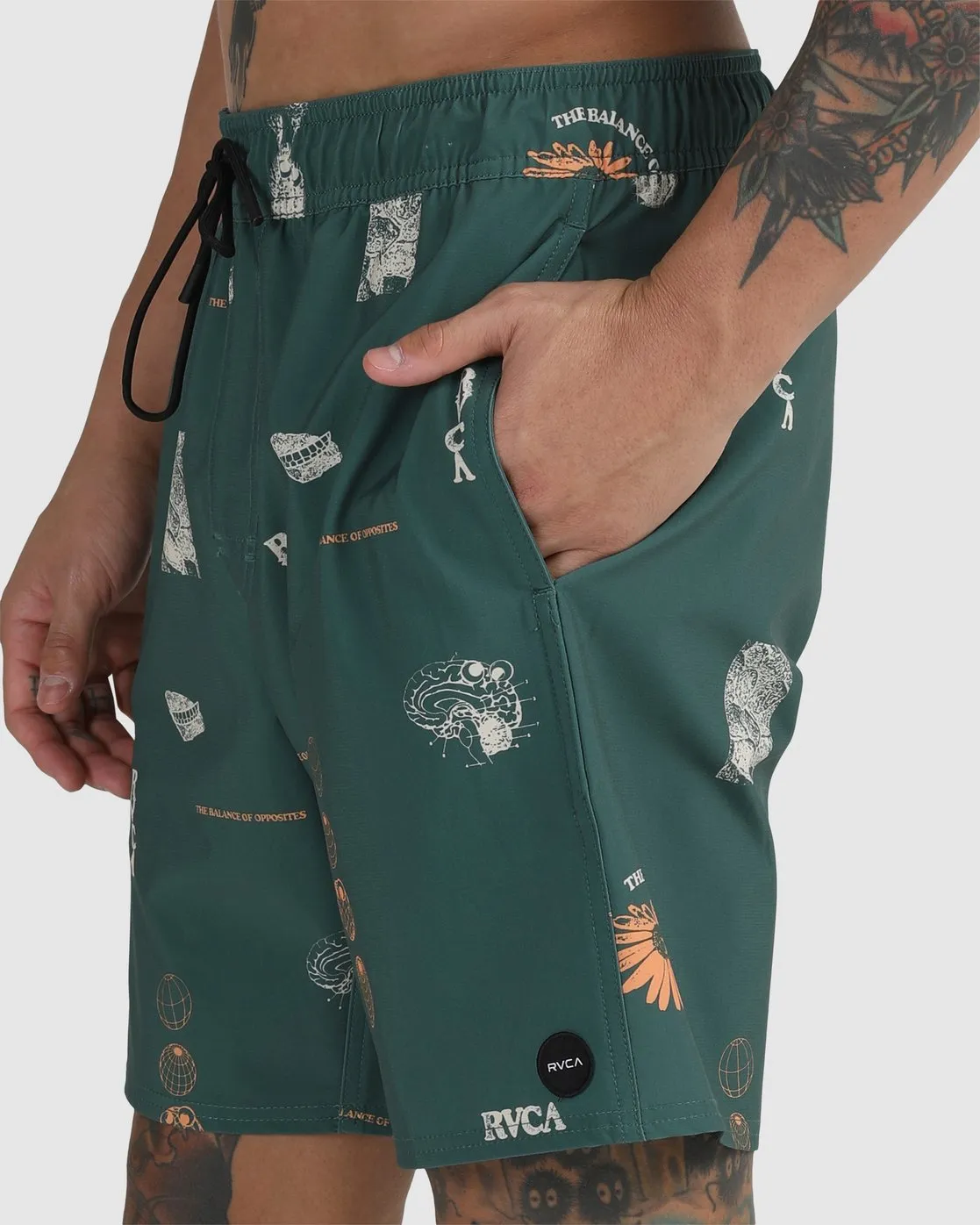 VA Pigment Elastic Waist 17 Boardshorts - Forest