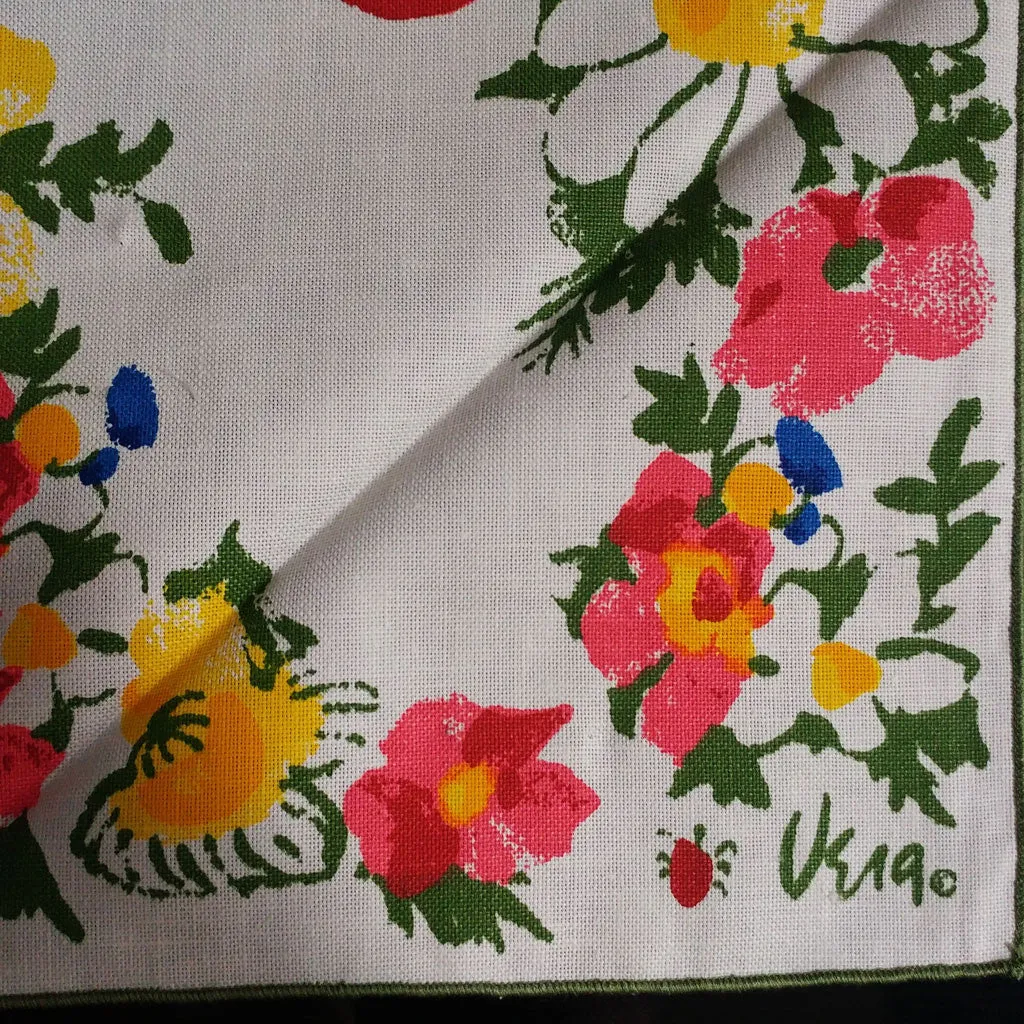 VINTAGE '60s / '70s NEW VERA NEUMANN LADYBUG LOGO LINEN PLACEMAT & NAPKIN SET - NEW OLD STOCK