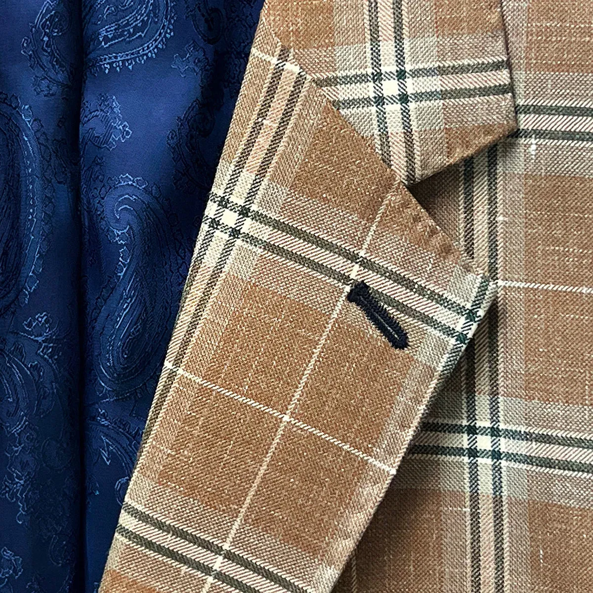 Westwood Hart Brown Beige with Blanched Almond and Midnight Blue Windowpane Men's Sportcoat