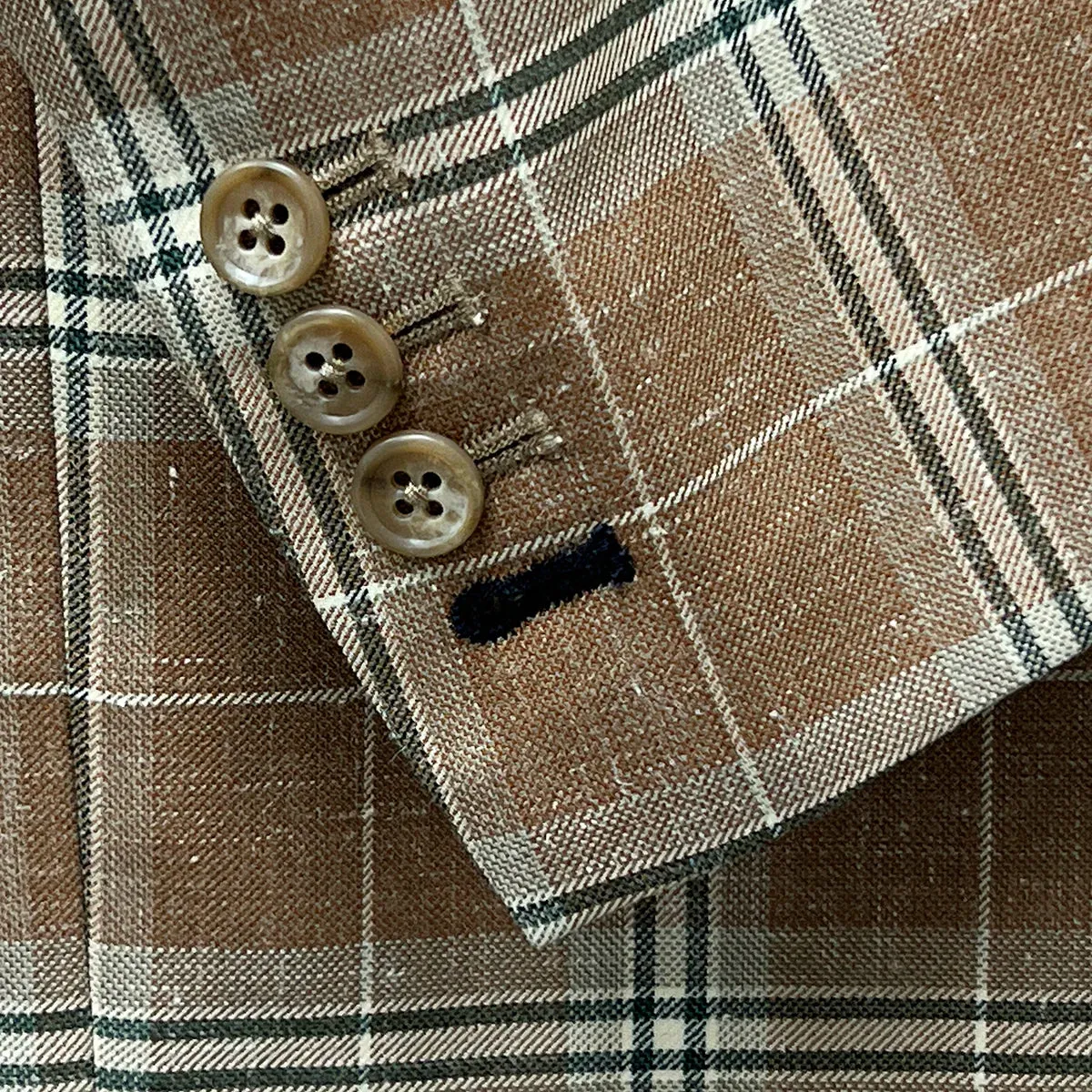 Westwood Hart Brown Beige with Blanched Almond and Midnight Blue Windowpane Men's Sportcoat