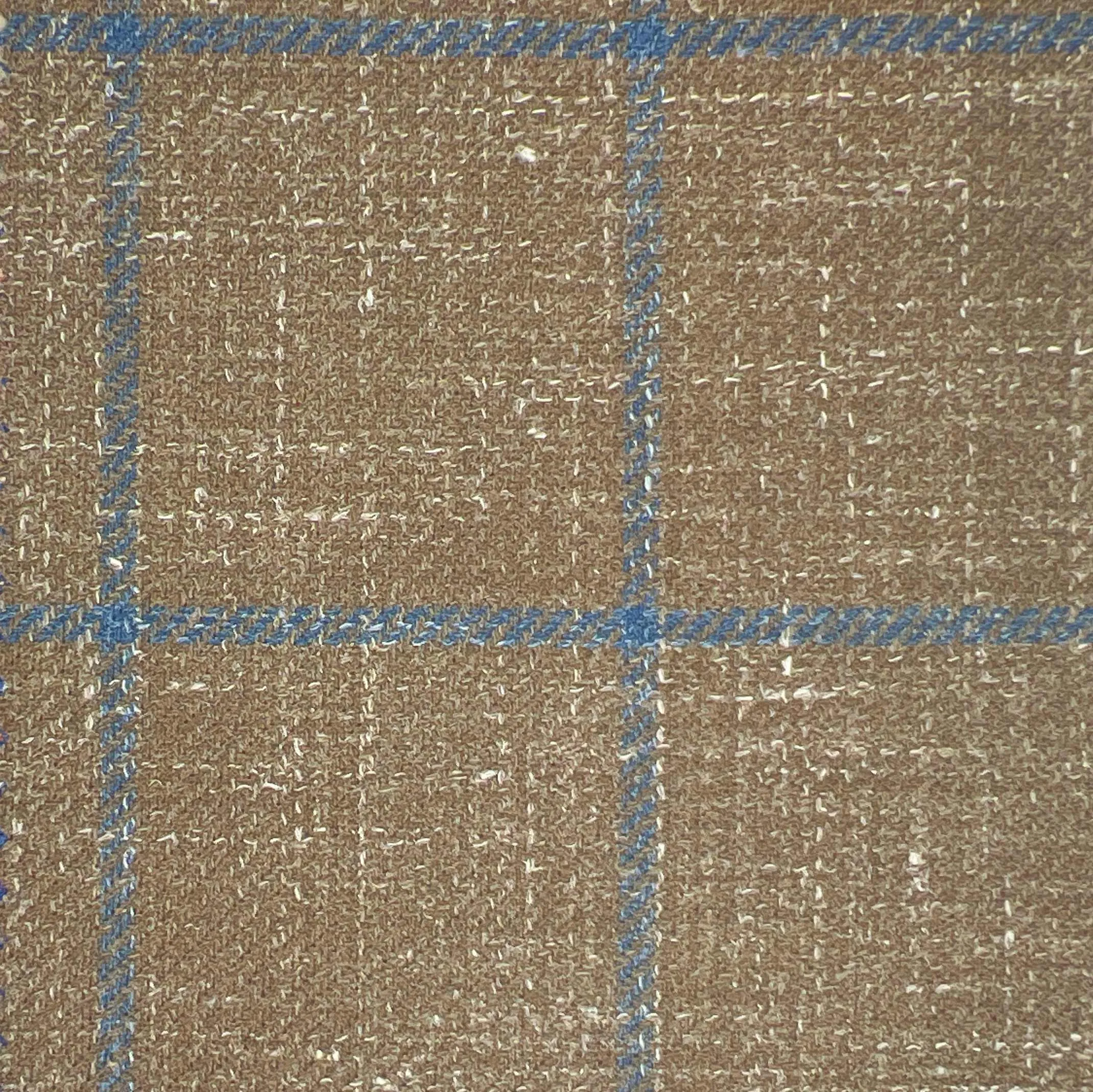 Westwood Hart Brown with Royal Blue Windowpane Wool Linen Silk Blend Men's Sportcoat