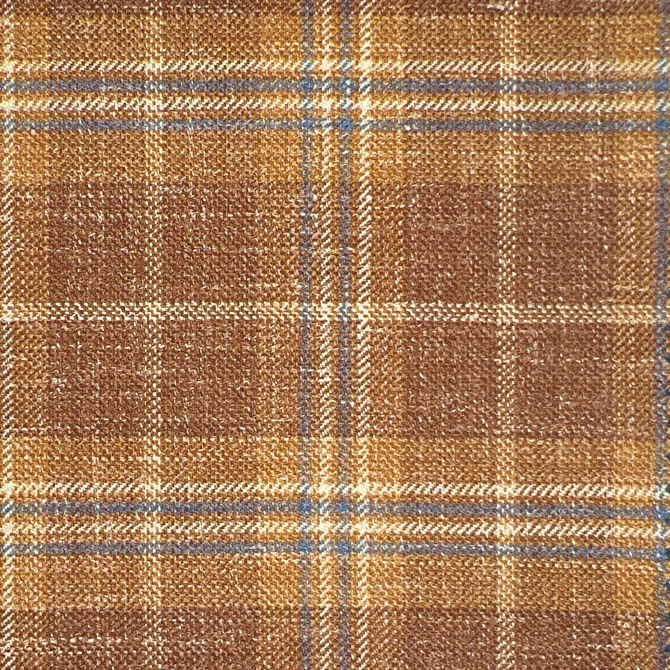 Westwood Hart Dark Brown with Medium Brown and Blue Plaid Wool Linen Silk Blend Men's Sportcoat