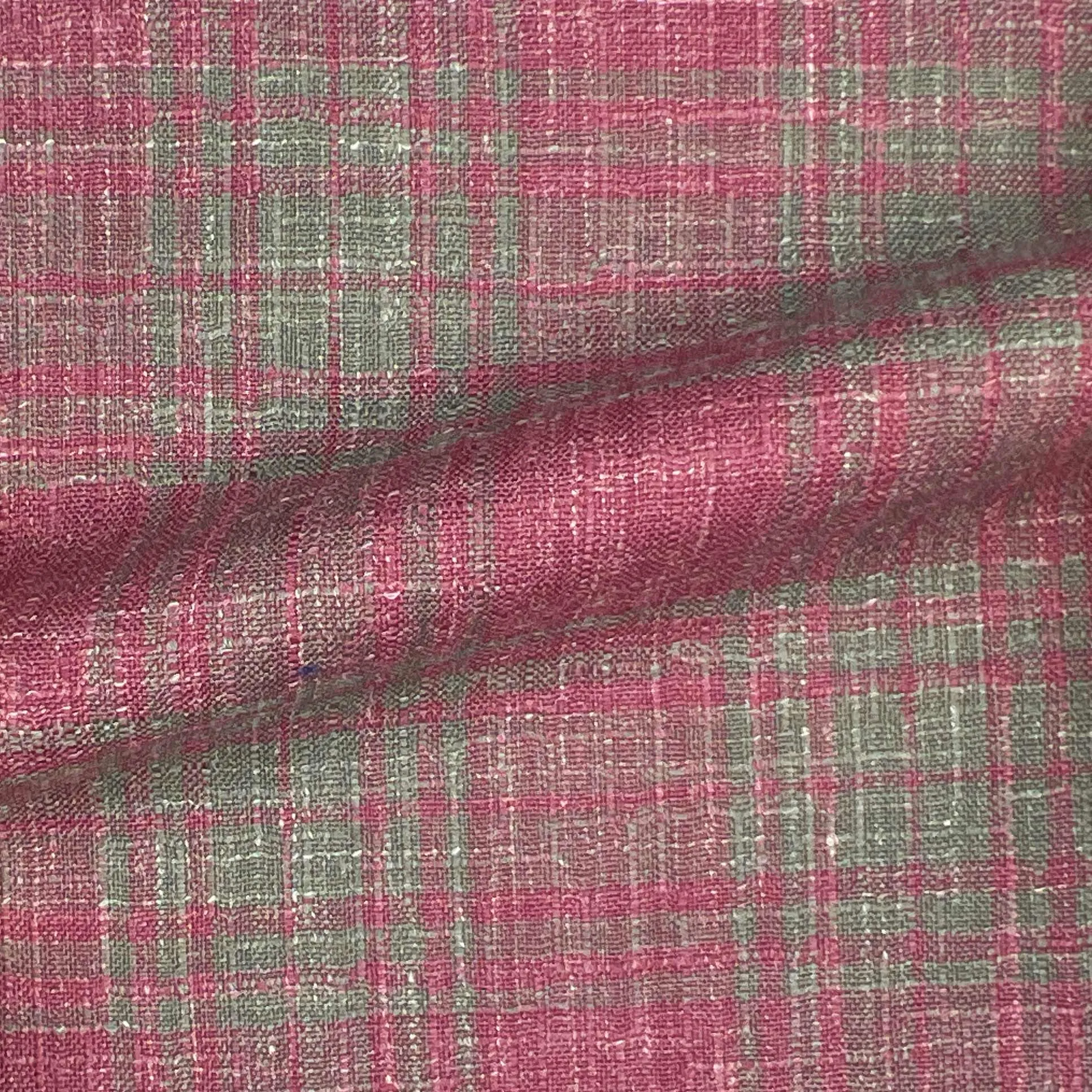 Westwood Hart Pink with Grey Plaid Wool Linen Silk Blend Men's Sportcoat