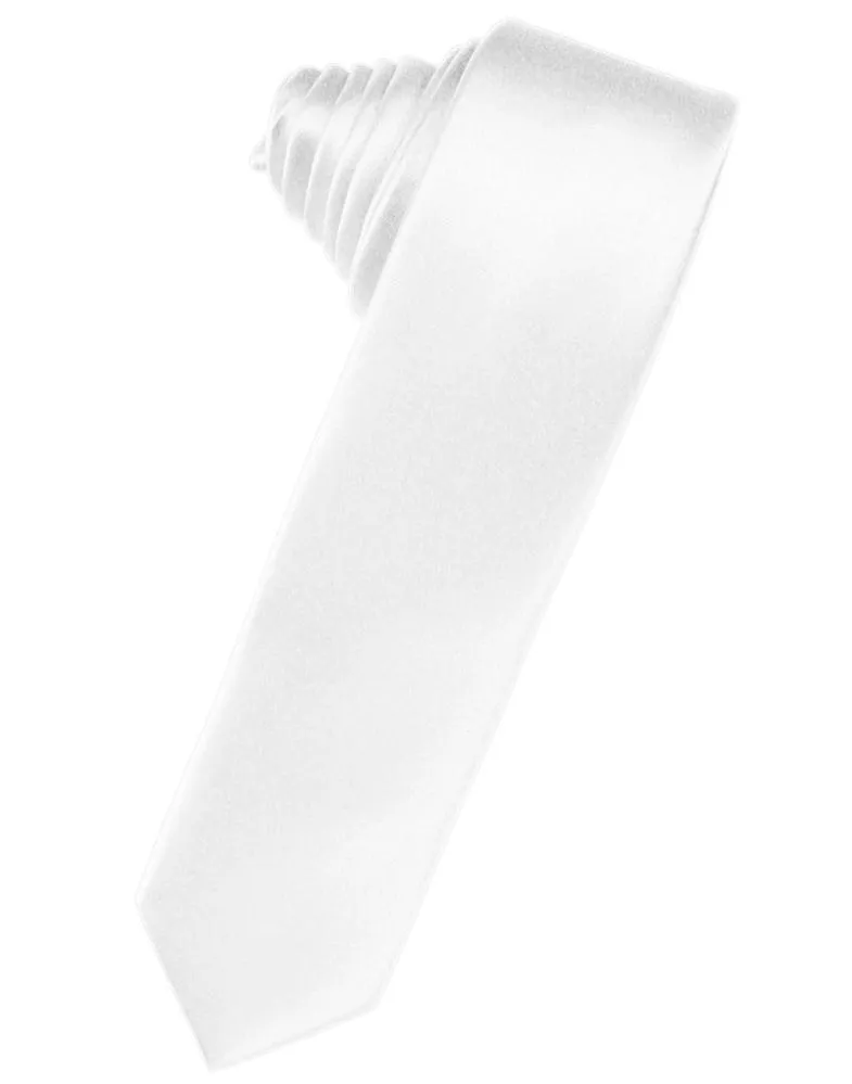 White Luxury Satin Skinny Necktie