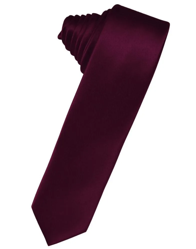 Wine Luxury Satin Skinny Necktie