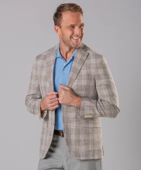 Wool-Cotton-Linen Slub Plaid Sport Coat